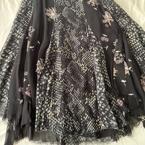 Free people snake and dandelion print raw hem skirt